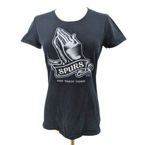 San Antonio Spurs Graphic Tee Praying Hands Womens S Black T Shirt